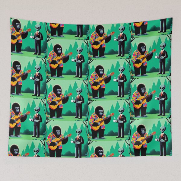 Item preview, cute guitarist gorilla and alien designed and sold by Dogandesighn.