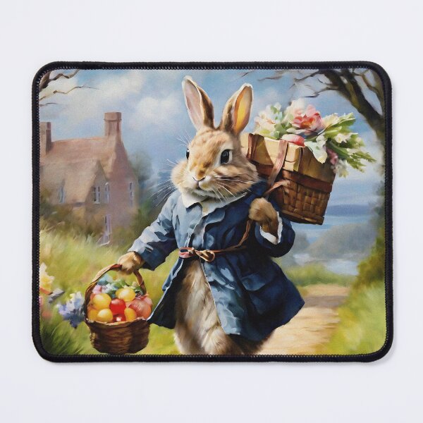 Item preview, Vintage Animal Art: Easter Bunny Carrying Presents | Animal Art | Oil Painting | Vintage Art | Gift for Easter designed and sold by UnhingedBird.