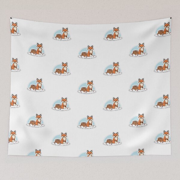 Item preview, Cute Fox & Tree Stump in Snow | Kawaii Winter Animal Sticker designed and sold by DanniJordan.