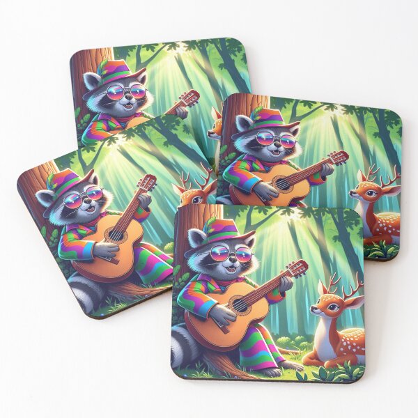 Item preview, Lindo mapache guitarrista y ciervo designed and sold by Dogandesighn.
