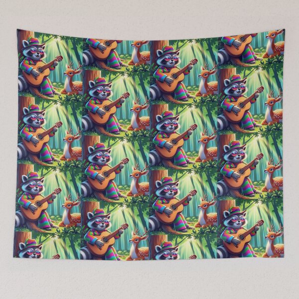 Item preview, Lindo mapache guitarrista y ciervo designed and sold by Dogandesighn.