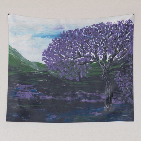 Item preview, Jacaranda Tree with Purple Flowers designed and sold by fingerfluidart.