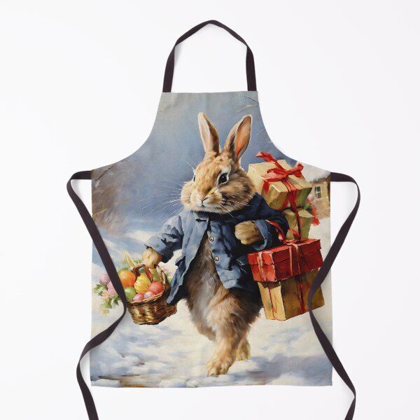 Item preview, Vintage Animal Art: Easter Bunny Carrying Christmas Presents | Oil Painting | Vintage Art | Gift for Easter | Gift for Christmas designed and sold by UnhingedBird.