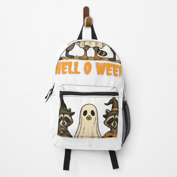 Item preview, Cute Raccoon Trio Helloween Art: Ghost Chicken, Witch & Pumpkin Halloween Costume Sticker designed and sold by NewIndianProducts.