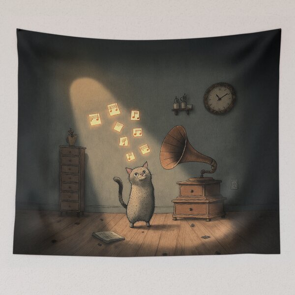 Item preview, Musical Cat and the Gramophone Glow designed and sold by Whimsical Hug.