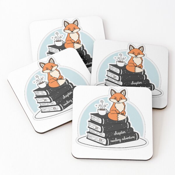 Item preview, Cute Fox Reading Sticker | Kawaii Animal on Book Stack & Coffee Decal designed and sold by DanniJordan.
