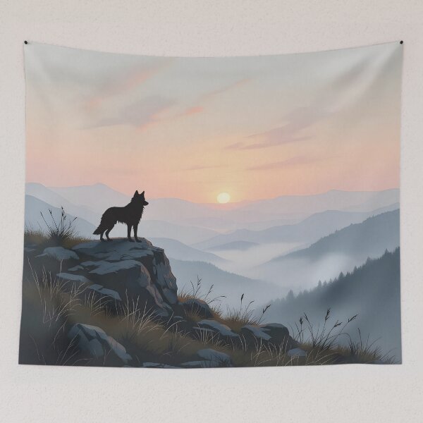 Item preview, Lobo Sunset Contemplative Wolf designed and sold by Glimmersmith.