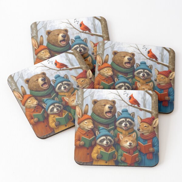 Item preview, Cute Woodland Animals Christmas Caroling In Winter Woods designed and sold by Maria Dryfhout.