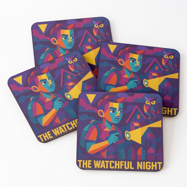 Item preview, THE WATCHFUL NIGHT – Unique Cubist Hello Neighbor Nick Owl Fan Art Colorful Design designed and sold by Owlic.artwear.