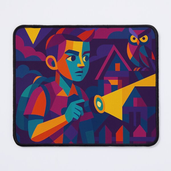 Item preview, THE WATCHFUL NIGHT – Unique Cubist Hello Neighbor Nick Owl Fan Art Colorful Design designed and sold by Owlic.artwear.