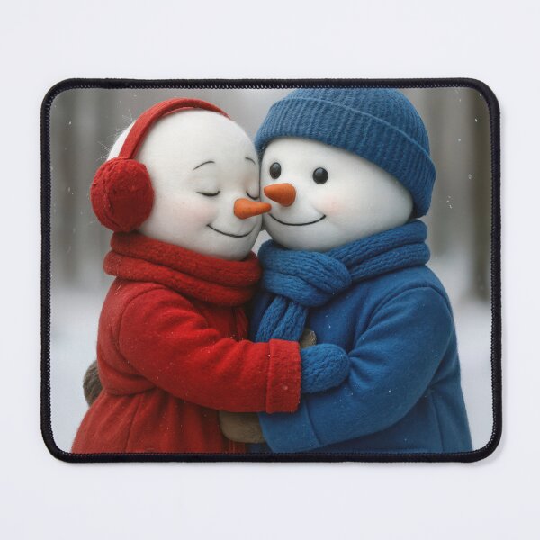 Item preview, Snowwoman and Snowman Hugging in Winter Woods designed and sold by Maria Dryfhout.