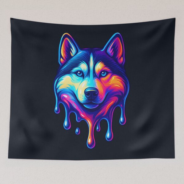 Item preview, Siberian Husky: Neon Chrome Drip designed and sold by Savannarojas.