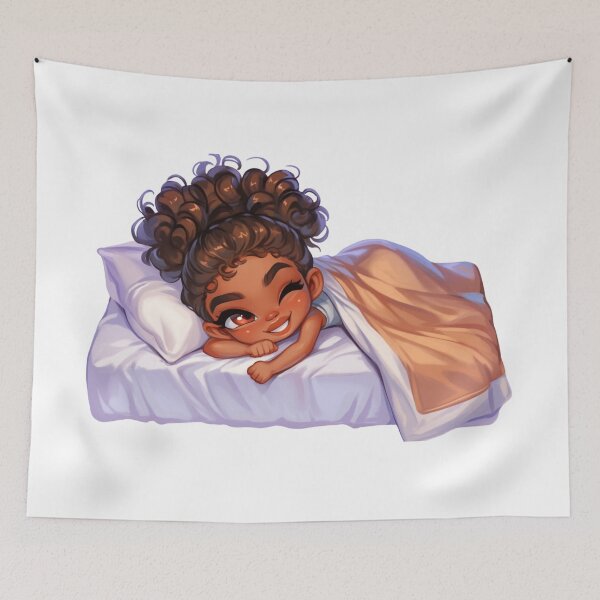Item preview, Sleepy Black Girl Bedtime Chibi designed and sold by Lulunza.