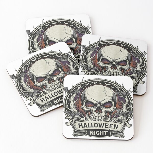 Item preview, Halloween Night Skull & Bats Tee - Spooky Vibes T-Shirt Design designed and sold by KingBH.