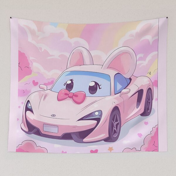 Item preview, Cute Pink Kawaii Sports Car with Cat Ears designed and sold by SweetRossel.