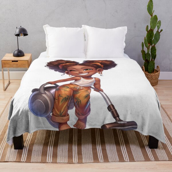 Item preview, Happy Black Girl Cleaning Chibi designed and sold by Lulunza.