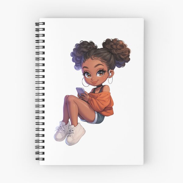 Item preview, Trendy Black Girl on Phone Chibi designed and sold by Lulunza.
