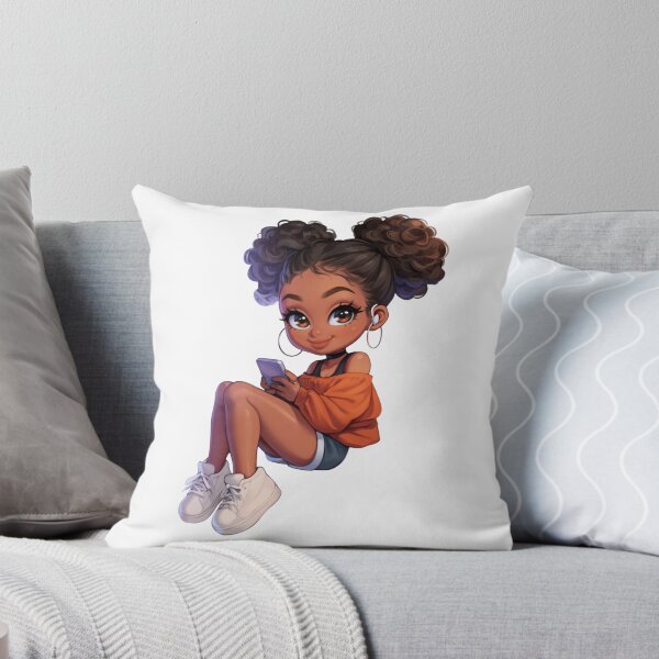 Item preview, Trendy Black Girl on Phone Chibi designed and sold by Lulunza.