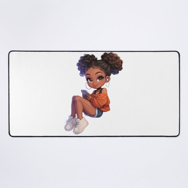 Item preview, Trendy Black Girl on Phone Chibi designed and sold by Lulunza.