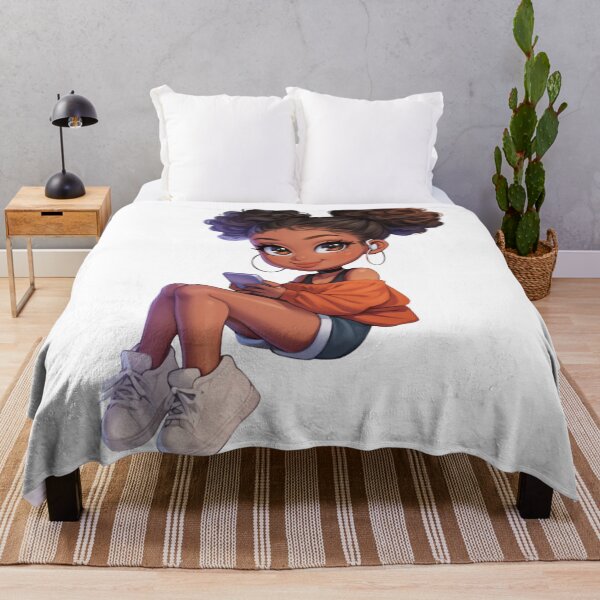 Item preview, Trendy Black Girl on Phone Chibi designed and sold by Lulunza.