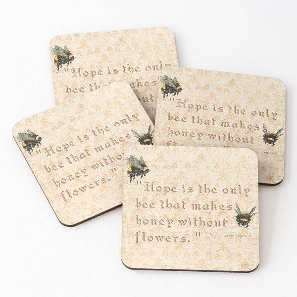 Item preview, "Hope is the only bee..." Quote Print | Vintage Literary Typography with Bees designed and sold by Folio and Field: Archival Art for Modern Living.