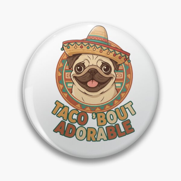 Aperçu de l'œuvre Dessin animé Fiesta Pug Taco Hat créée et vendue par Irinuca Gifts.