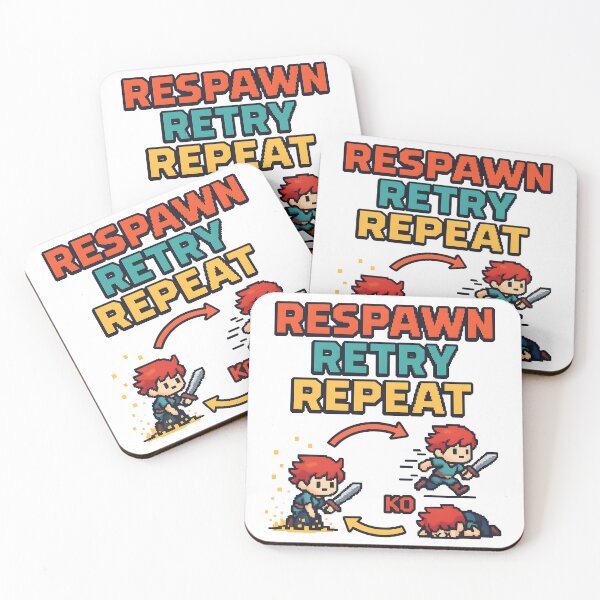 Item preview, Respawn Retry Repeat Gamer Motivation Pixel Art. designed and sold by The-T-In-Retro.