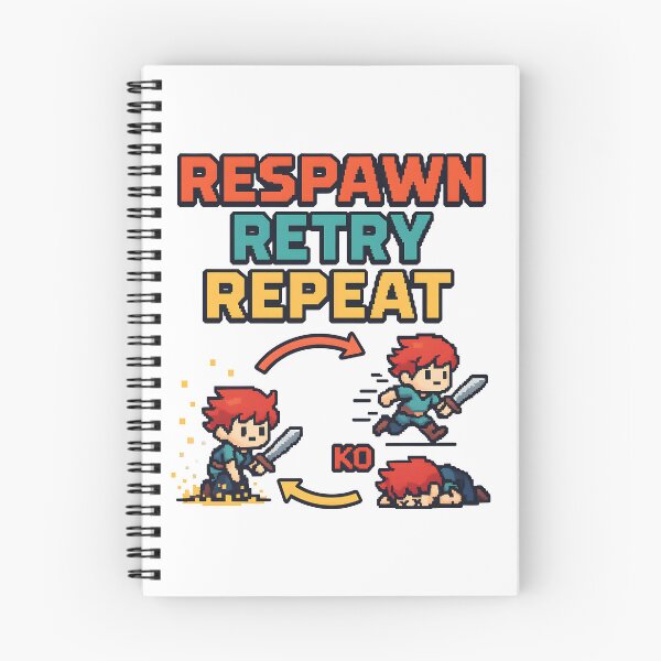 Item preview, Respawn Retry Repeat Gamer Motivation Pixel Art. designed and sold by The-T-In-Retro.