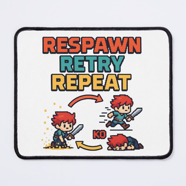 Item preview, Respawn Retry Repeat Gamer Motivation Pixel Art. designed and sold by The-T-In-Retro.