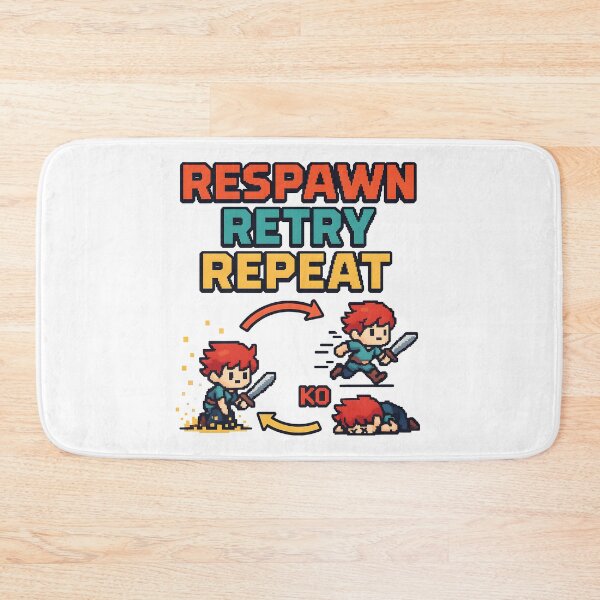 Item preview, Respawn Retry Repeat Gamer Motivation Pixel Art. designed and sold by The-T-In-Retro.