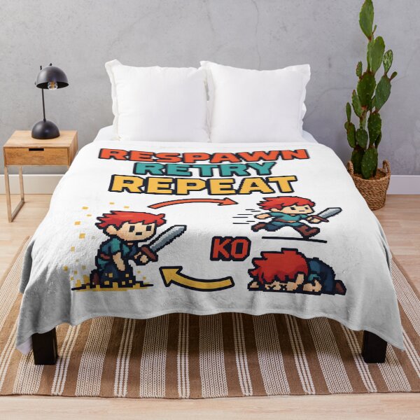 Item preview, Respawn Retry Repeat Gamer Motivation Pixel Art. designed and sold by The-T-In-Retro.