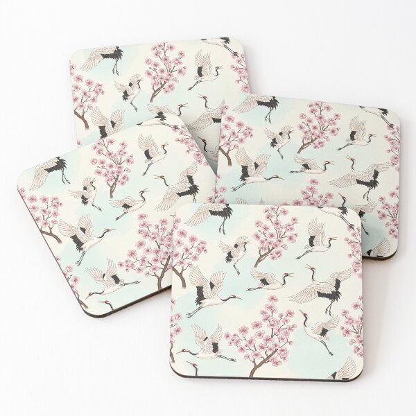 Item preview, Japanese Cranes and Cherry Blossoms Seamless Pattern designed and sold by MySignatureItems.