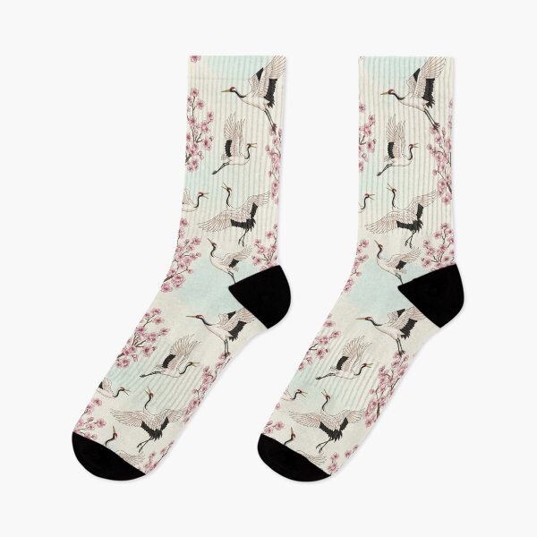Item preview, Japanese Cranes and Cherry Blossoms Seamless Pattern designed and sold by MySignatureItems.