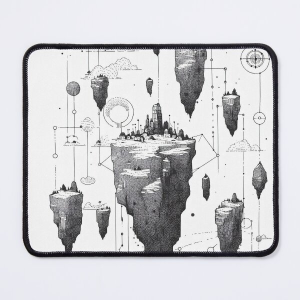 Item preview, Floating Islands Line Art – Minimal Fantasy Map in Black & White designed and sold by youkee.
