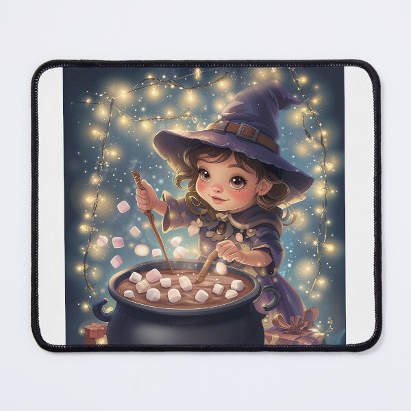 Item preview, Hot Cocoa Witch — Cozy Christmas Witch Brewing Chocolate Magic — Kawaii Fantasy Holiday Art designed and sold by SmartyWonders.