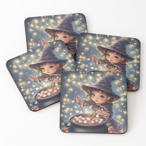 Item preview, Hot Cocoa Witch — Cozy Christmas Witch Brewing Chocolate Magic — Kawaii Fantasy Holiday Art designed and sold by SmartyWonders.