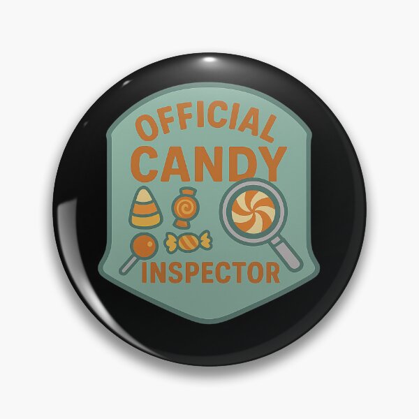 Item preview, Official Candy Inspector – Funny Halloween Badge Design designed and sold by AddictiveDesign.