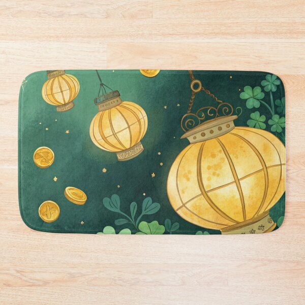 Item preview, Golden lanterns glowing with coins and lucky clovers designed and sold by Lucky 777.