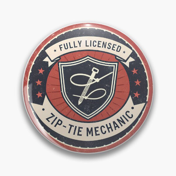 Item preview, Fully Licensed Zip-Tie Mechanic Badge - Retro Novelty Decal designed and sold by safetysignprod.