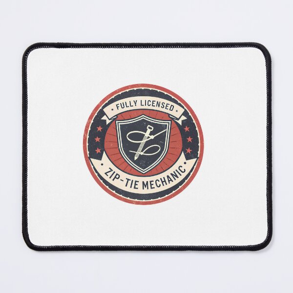 Item preview, Fully Licensed Zip-Tie Mechanic Badge - Retro Novelty Decal designed and sold by safetysignprod.