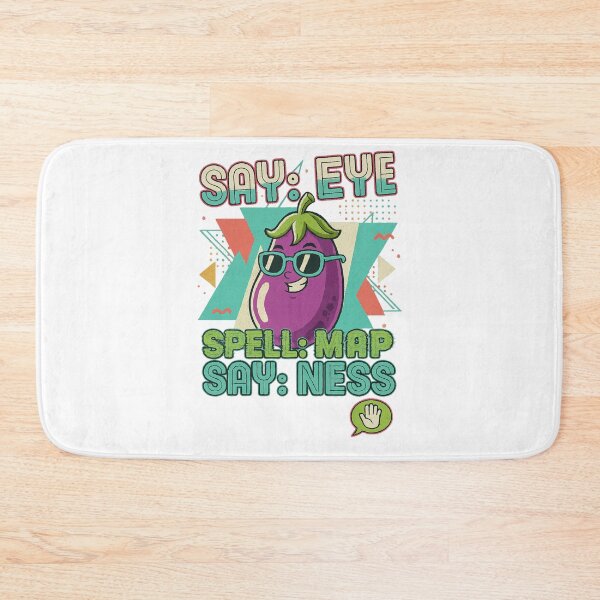 Item preview, Playful Retro Typography Pun Say: Eye  Spell: Map  Say: Ness Eggplant Meme Art designed and sold by ModdiesColors.