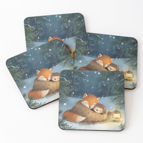 Item preview, The Fox and the Hedgehog — Winter Snuggle designed and sold by WildlifeWhimsy.