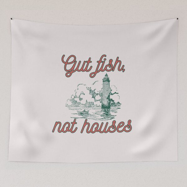 Item preview, Cream Green Vintage Coastal Breeze Gut Fish, Not Houses Coastal Conservation designed and sold by faridman.