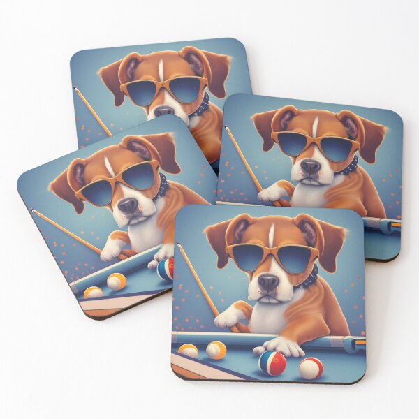 Item preview, Cool Dogs Playing Pool – Fun Art of Dogs Wearing Glasses at Billiard Table designed and sold by Cultradesign.