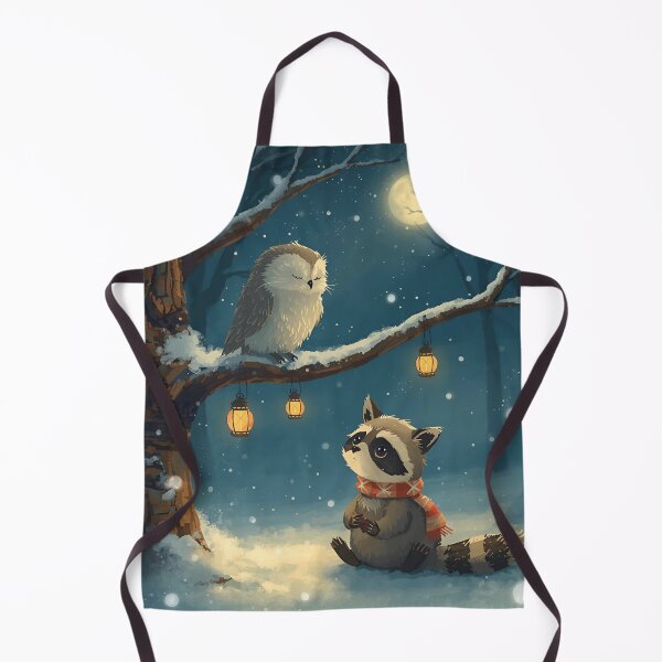 Item preview, Raccoon & Owl – Starlit Winter Whispers designed and sold by WildlifeWhimsy.