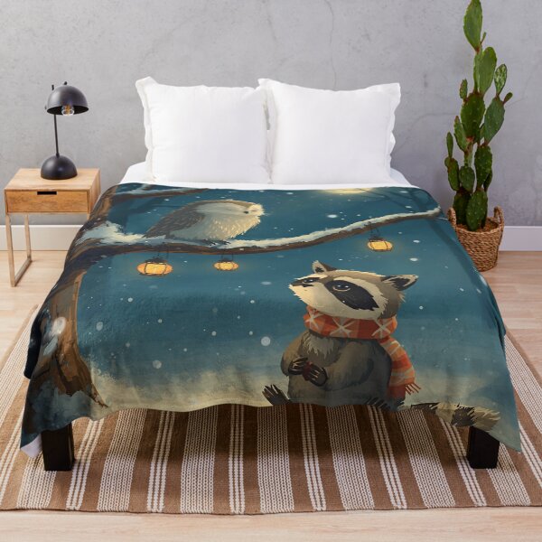 Item preview, Raccoon & Owl – Starlit Winter Whispers designed and sold by WildlifeWhimsy.