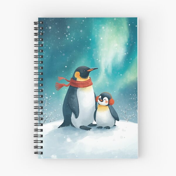Item preview, Penguin Pair Under Polar Lights designed and sold by WildlifeWhimsy.