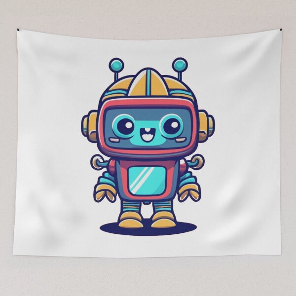 Item preview, Cute Green Blue Red Yellow Robot Cartoon – Fun Sci-Fi Character Design designed and sold by Cultradesign.