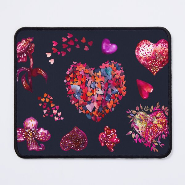 Item preview, Set of Valentines hearts and florals, handmade watercolor designed and sold by IngaDesign.