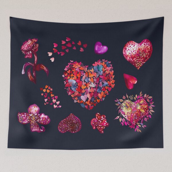 Item preview, Set of Valentines hearts and florals, handmade watercolor designed and sold by IngaDesign.